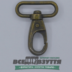 Карабин галантерейный 25мм (4018) цв. Антик