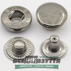 Кнопка металлическая гладкая АЛЬФА Ø 15мм цв. Темный никель