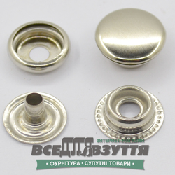 Кнопка металлическая гладкая КАППА Ø 15мм цв. ХРОМ
