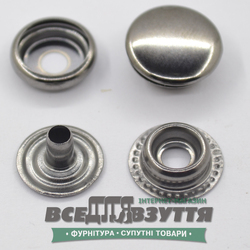 Кнопка металлическая гладкая КАППА Ø 15мм цв. Темный никель