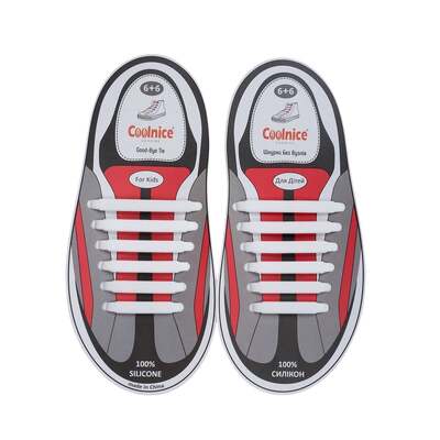 Силиконовые шнурки Coolnice 6+6 цв. Белый