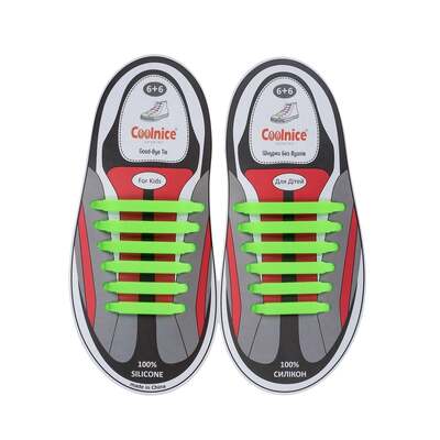 Силиконовые шнурки Coolnice 6+6 цв. Салатовый