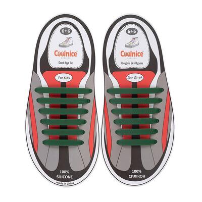 Силиконовые шнурки Coolnice 6+6 цв. Зеленый хвоя