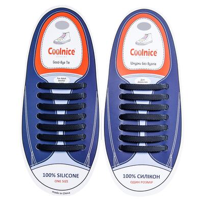 Силиконовые шнурки Coolnice 7+7 One Size цв. Черный