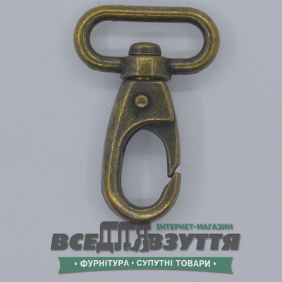 Карабин галантерейный 20мм (4019) цв. Антик