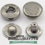 Кнопка металлическая гладкая АЛЬФА Ø 15мм цв. Темный никель