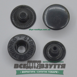 Кнопка металлическая гладкая АЛЬФА Ø 15мм цв. Черный