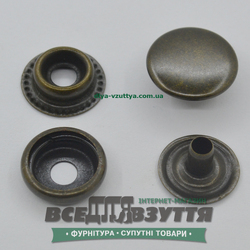 Кнопка металлическая гладкая КАППА Ø 15мм цв. Антик